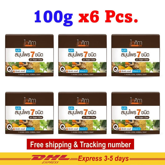 6x Isika Cool Herbal Soap Mixed 7 herbs clear smooth soft Aura Radiant 100g