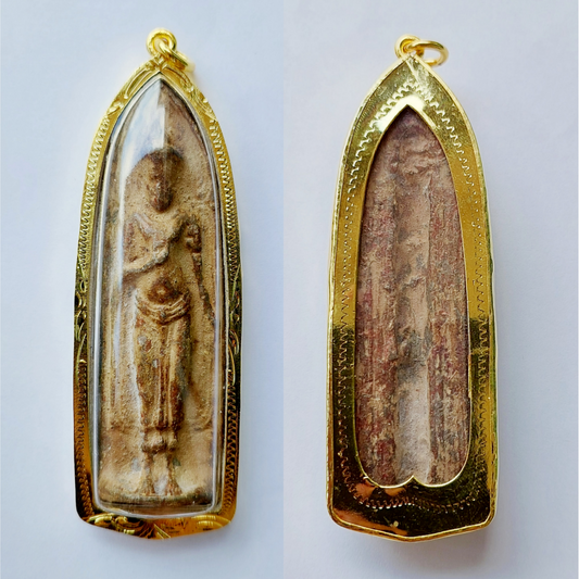 Phra Ruang Lung Rang Puen Thai Buddha Amulet Pendant Case Gold Micron