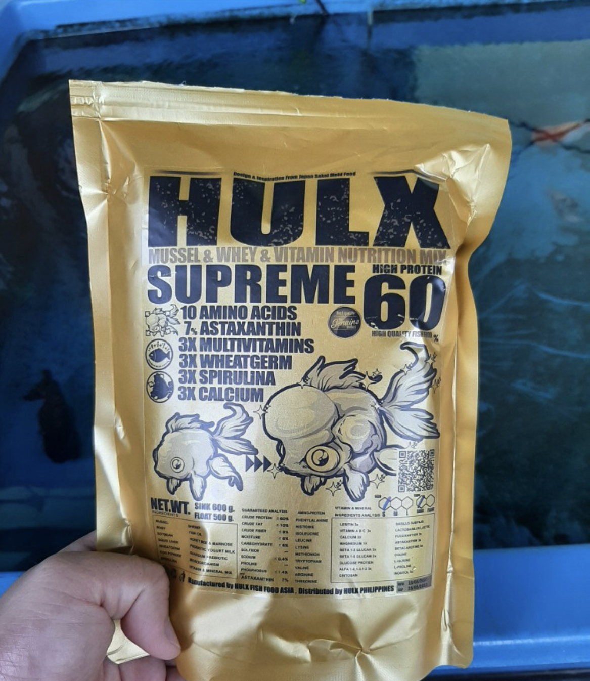 HULX SUPREME Goldfish Food Sinking Pellets Whey Mixed High Quality Protein 60%