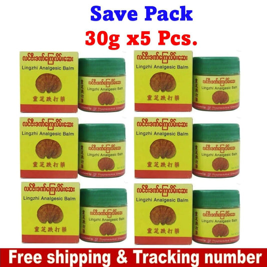 6X Lingzhi Analgesic Myanmar Balm Oitment Herbal Muscle Plain Headache Relief