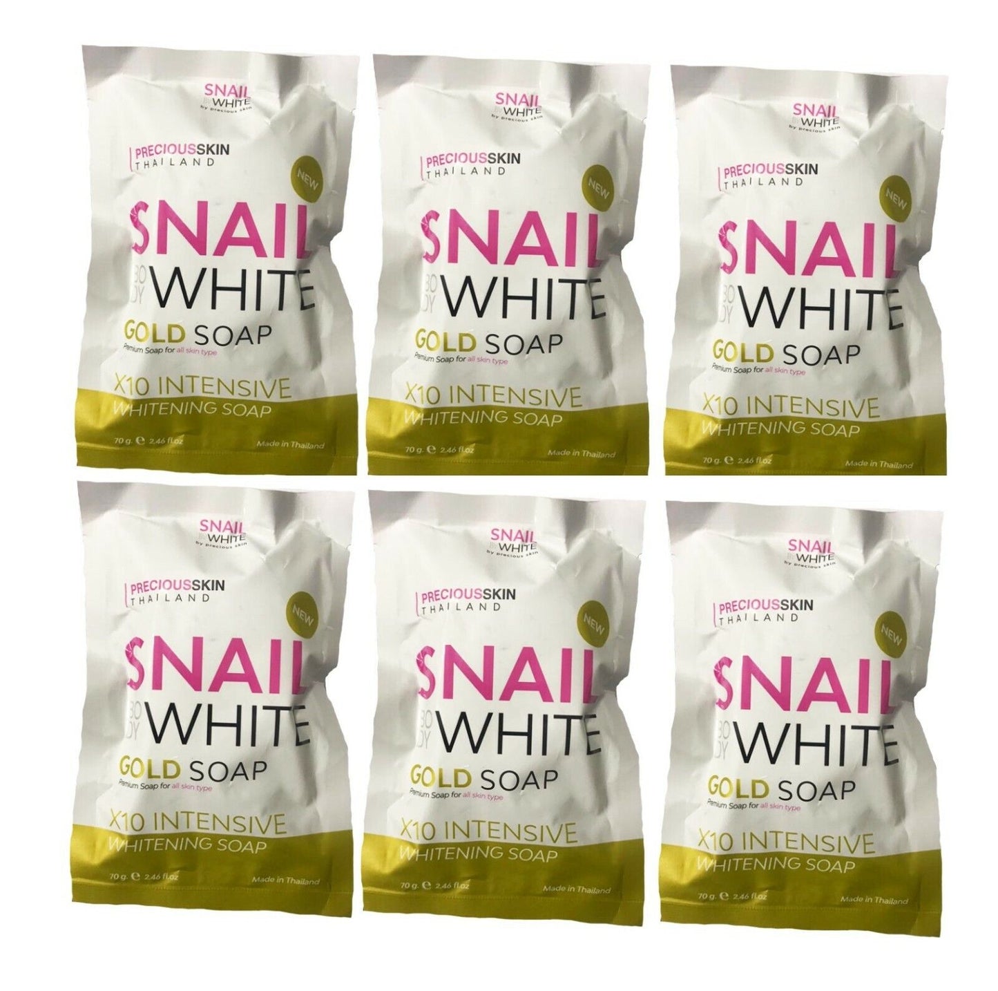 6x Snail mucus White Gold Soap x10 vitamins C, E Clean Clear Smooth Skin bright