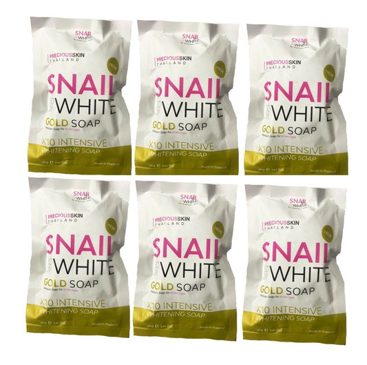 6x Snail mucus White Gold Soap x10 vitamins C, E Clean Clear Smooth Skin bright
