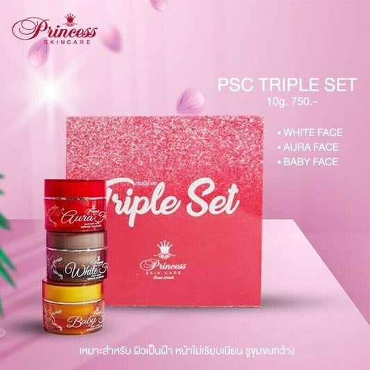 Set 10g Triple Cream Princess Skin Care Glow Baby Face tighten pores smooth Aura