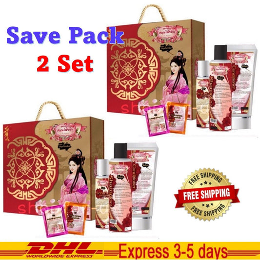 Noon Chinese Herbal Long Hair Shampoo Conditioner Serum Straightening ( 2Set)