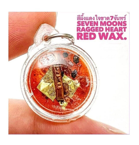 Locket Charm Seven Moon Heart Red Wax Magic Thai Amulet Negotiation Money Trad