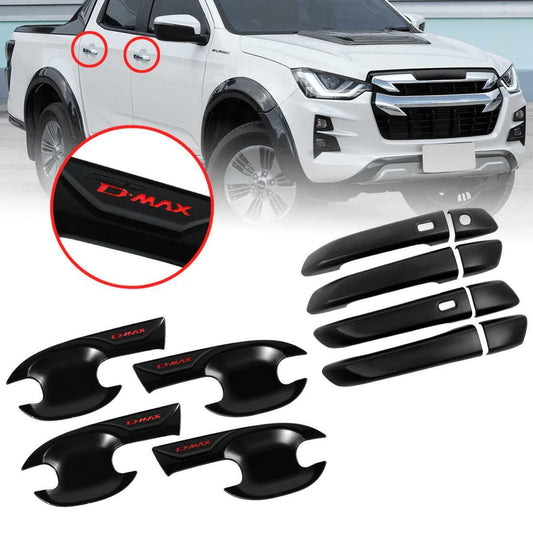 Matte Black Door Handle Bowl Cover Set For Isuzu D-max Pickup Ute 2020-2021