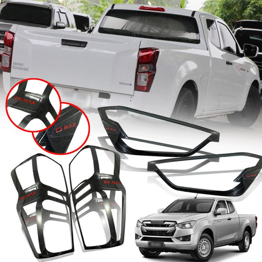 Set Head Taillamp Covers Carbon Logo Red Fit Isuzu DMAX D-MAX 2019-21 NOTOP