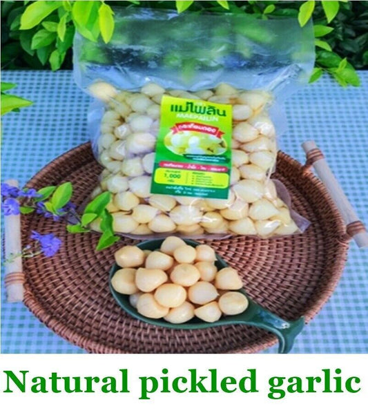Pickled Garlic Single Bulb Organic Snack Thai Herb Kitchen Food Side Dish 500 g.