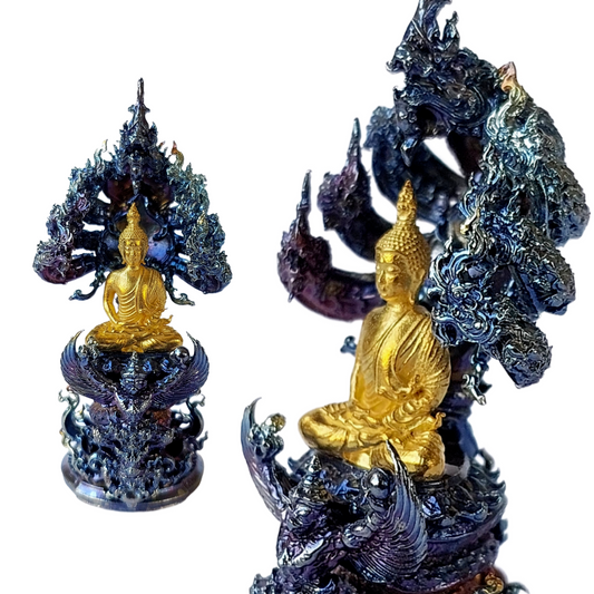 Phra Phutthanupap Naga Garuda Figure Thai Buddha Amulet Statue