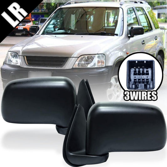 Pair LH RH Side Mirror Black Electric 3 Wires For Honda CR-V RD EX 1997-2001