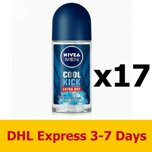 17x50ml NIVEA MEN COOL KICK Anti-perspirant roll-on deodorant Beauty Body Care