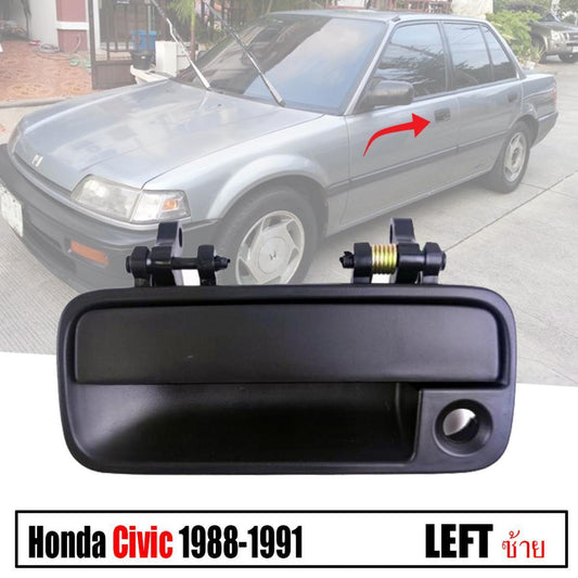 Left Front Outside Outer Door Handle Black For Honda Civic Sedan 1988-1991