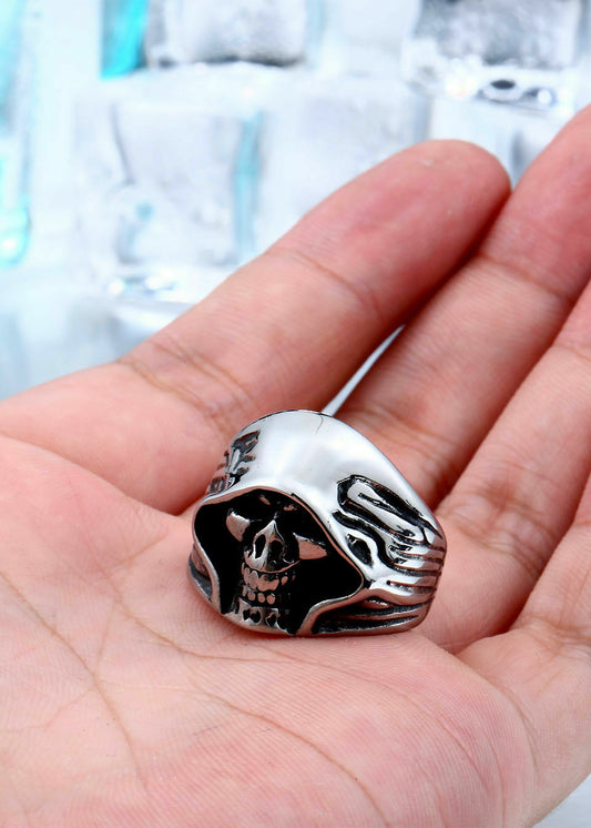 Sons of Anarchy Grim Gothic Skull Reaper Silver Harley Rider Ring StainlessSteel