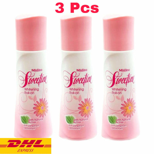3x Mistine Sweetine Whitening Roll on with Natural Active Deodorant 100ml