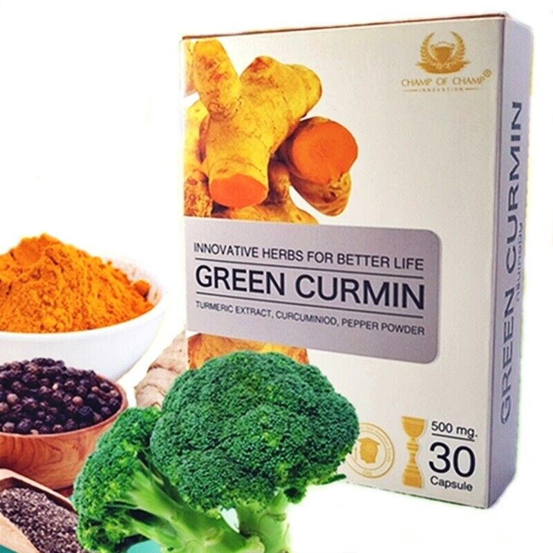 30 capsules GREEN CURMIN Thai Herbal Supplement For Indigestion Relieve acid