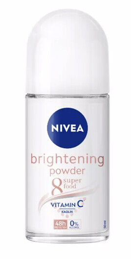 Nivea Brightening Powder 8 Super Food Vitamin C 48h Deodorant Rollon 50ml.