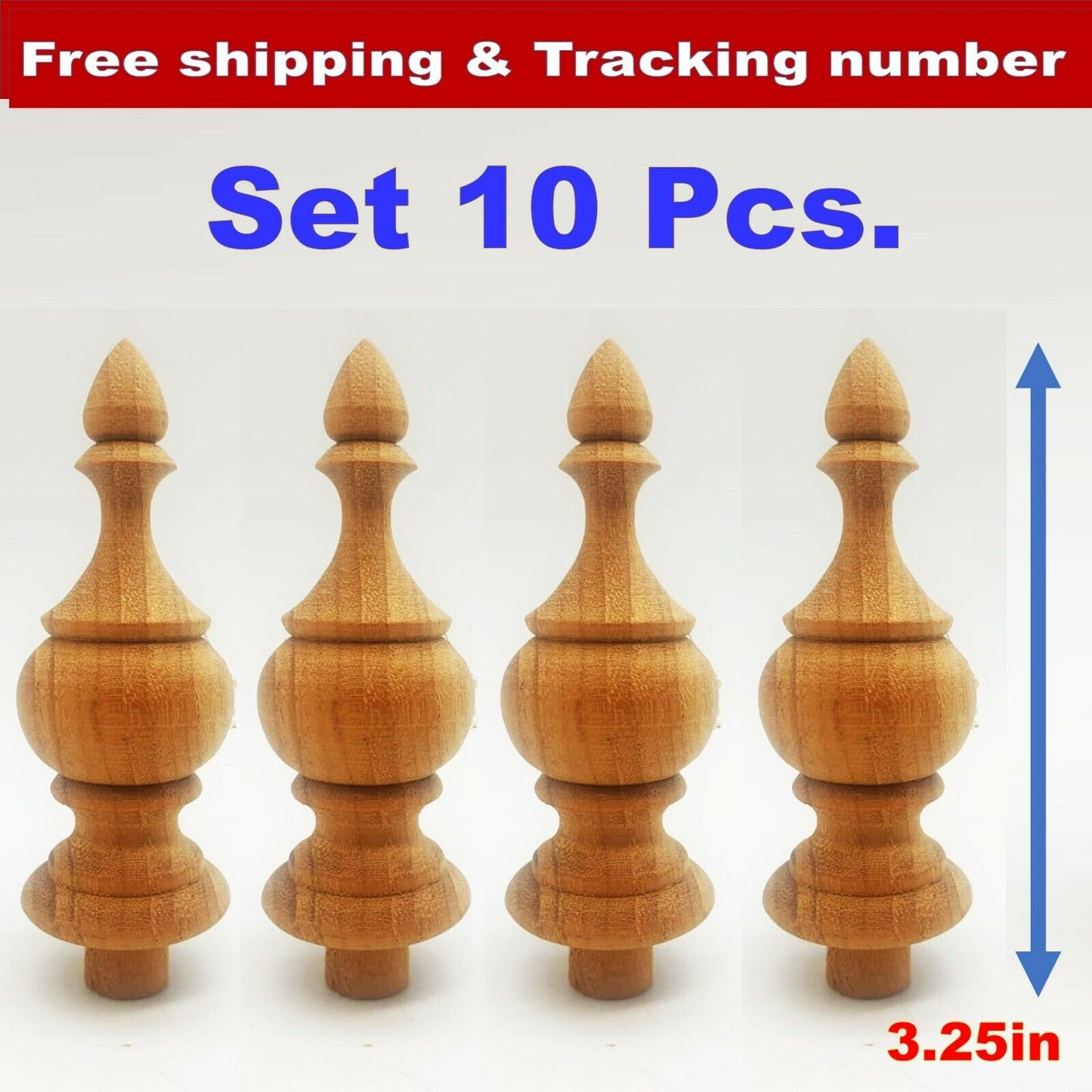 10Pcs Teak Wooden Finial Antique furniture Home Decor DIY Unpainted