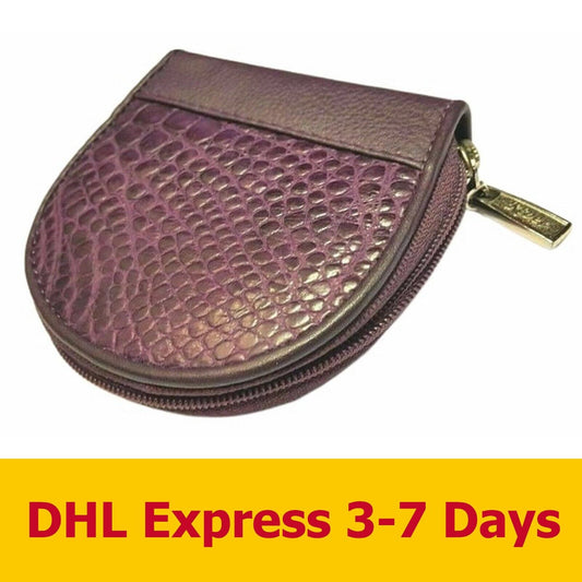 Purple GENUINE LEATHER CROCODILE ALLIGATOR ZIPPER WALLET WOMEN COIN BAG Purse