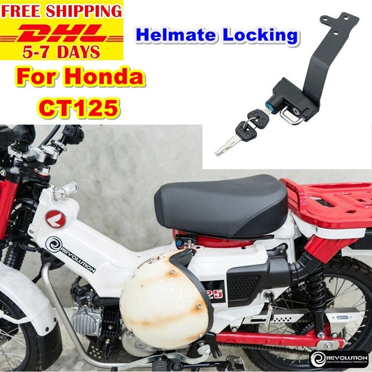 Black Helmet locking For Honda CT125 Ct 125 Trial Hunter Cub Steel Powder coat