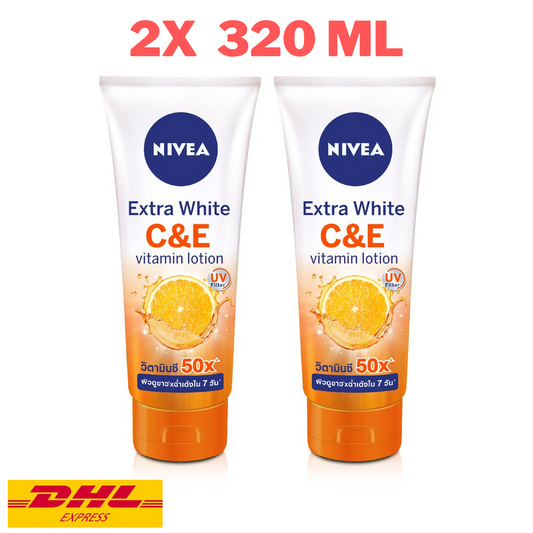2x Nivea Extra White C&E Vitamin Body Lotion Lightening Brightening Skin 320ml