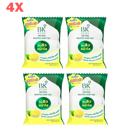 4x BK Acne Natural Whipped Soap Vit C & E Bright Oil Control Sensitive Skin 60 g