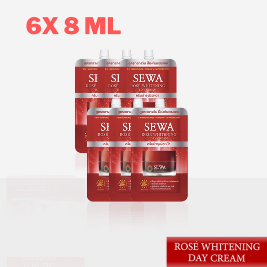 6x SEWA Rose Whitening Day Cream SPF50+ PA++++ Tone Up UV Protect Moisturize 8ml