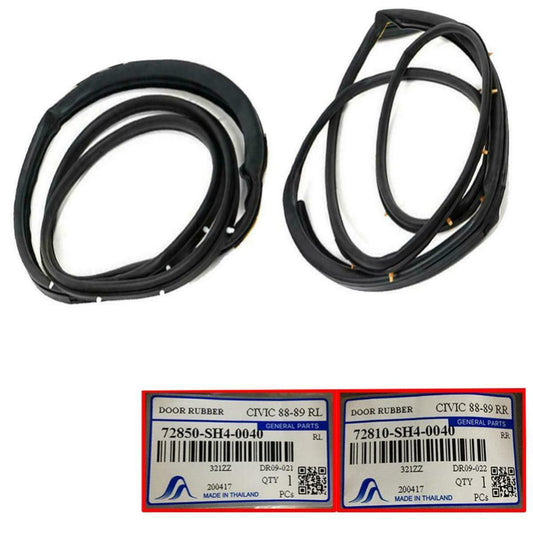 Door Rubber Seal Weatherstrip Rear LH RH For Honda Civic DX LX Sedan 1988-1991