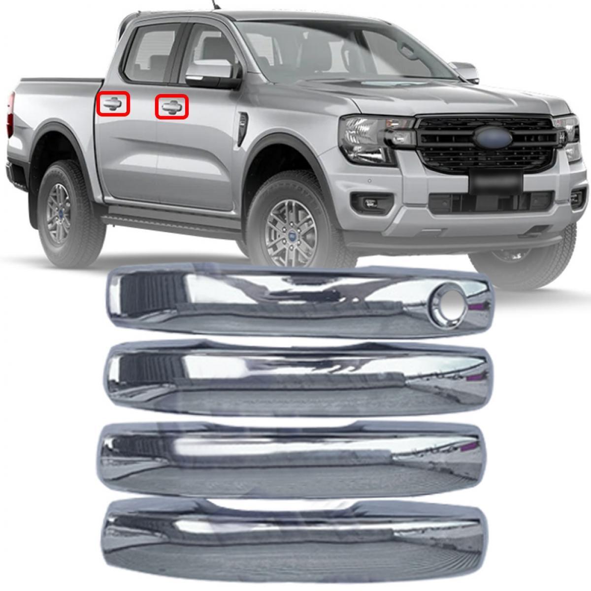 For Ford Ranger P703 XL XLS 2022-24 4PCs Doors Handle Chrome Trim Exterior Cover