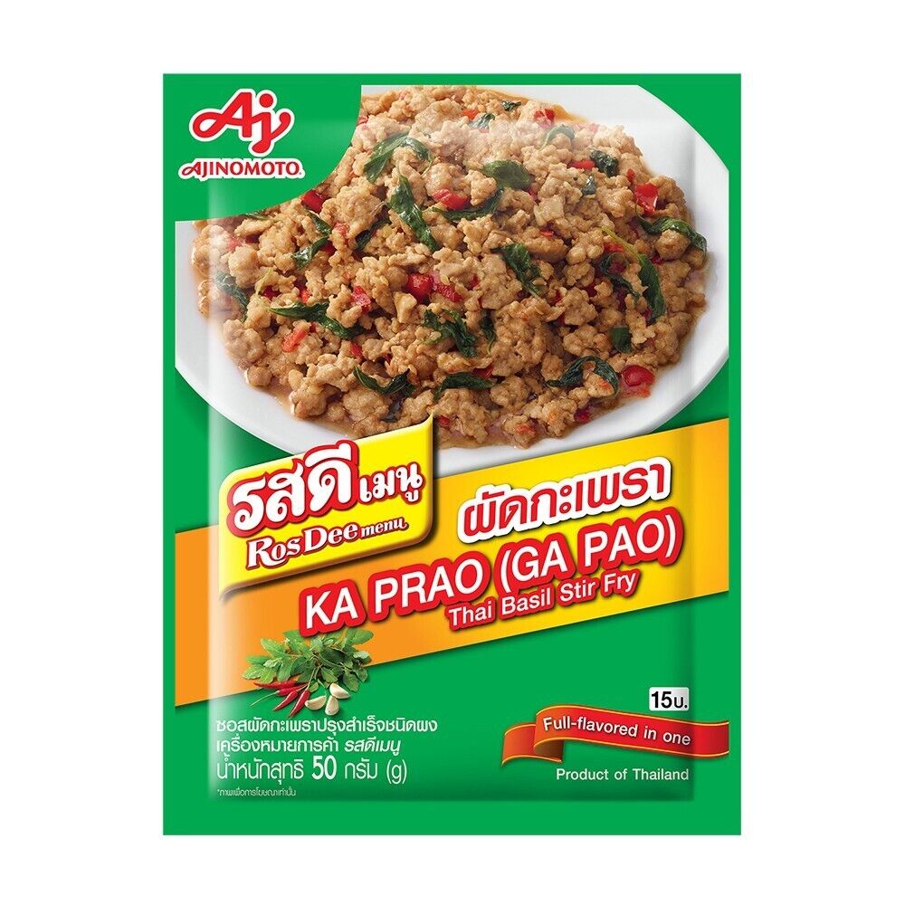 4x Ros Dee Thai Hot Basil Sauce Powder Stir Fried Ajinomoto Ka Prao Menu 50g