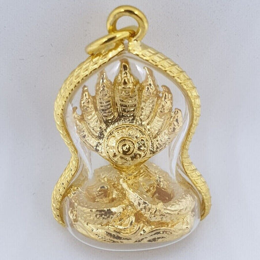 Naga Brass Statue Cloth Wat SiriSuttho Temple Dragon Talisman Thai Buddha Amulet
