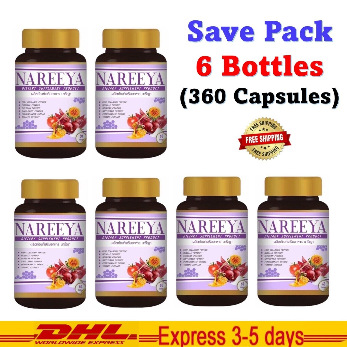 6x Nareeya herbal care Repair skin rejuvenation maintain hormonal system