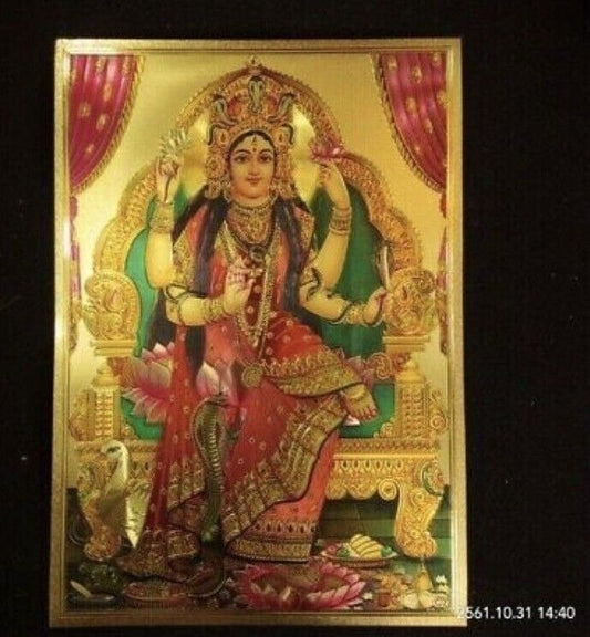 Manasa Devi Naga Goddess Hindu Deity Picture Yant Gold Plate Thai Amulet Size A4