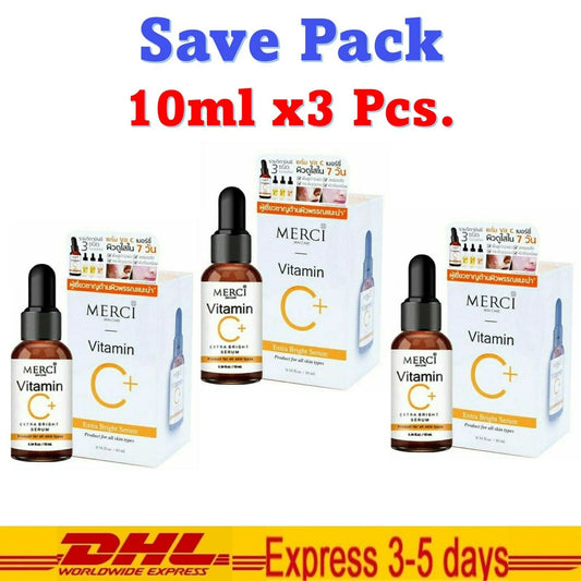 3x MERCI Vitamin C Extra Bright Serum Skin Look Brighter Smooth Pores Smaller