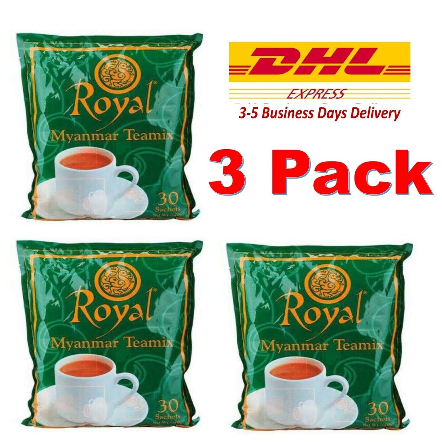 3 Pack Burmese Teamix Royal Myanmar Tea Milk 3 In 1 30 sachets Halal