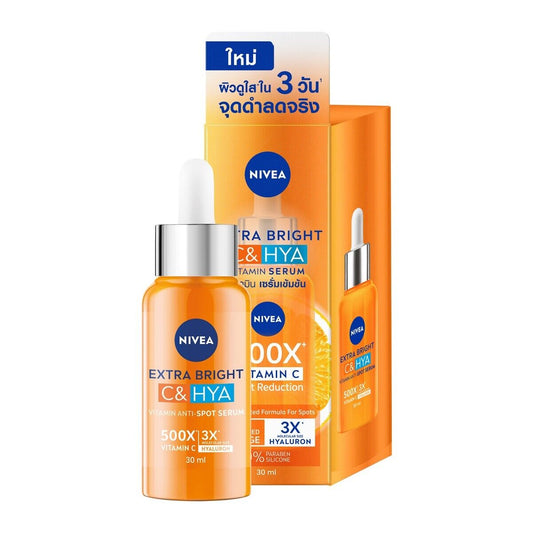 Nivea Extra Bright C & HYA Anti Spots Serum dark spots fade bright skin 30ml.