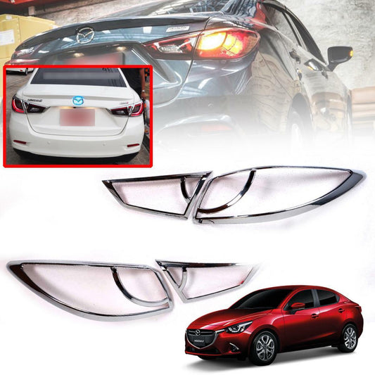 Cover Tail Light Rear Lamp Chrome Trim For Mazda 2 Demio Sedan 2015-2018