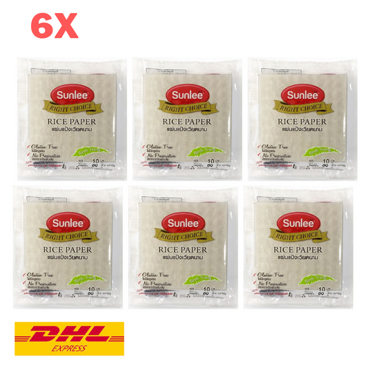 6x Sunlee Vietnamese Rice Paper Sheets Square Wrap Food Salad Small 10cm 80g