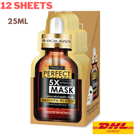 12x Rojukiss Perfect Poreless Mask 5x Intensive Premium Firm Bright Skin 25ml