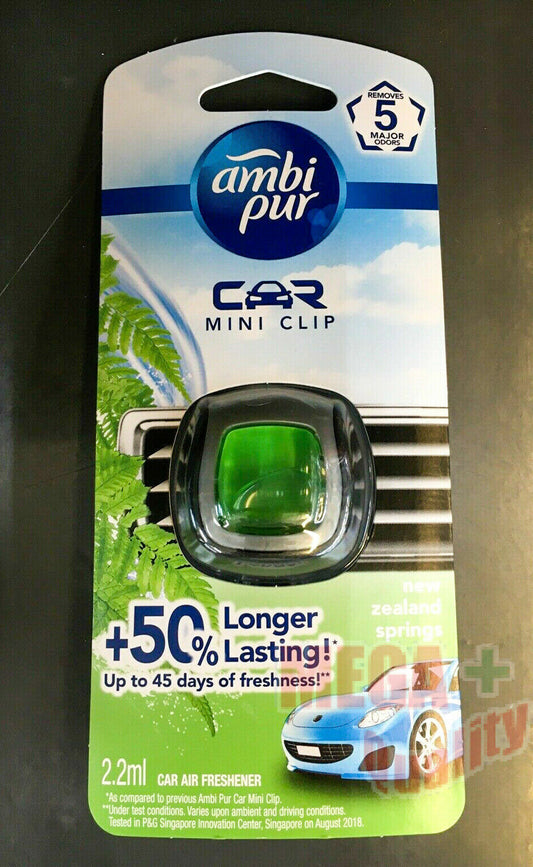 Ambi Pur Car Mini Vent Clip Air Freshener Fragrance 2ml. # New Zealand Springs