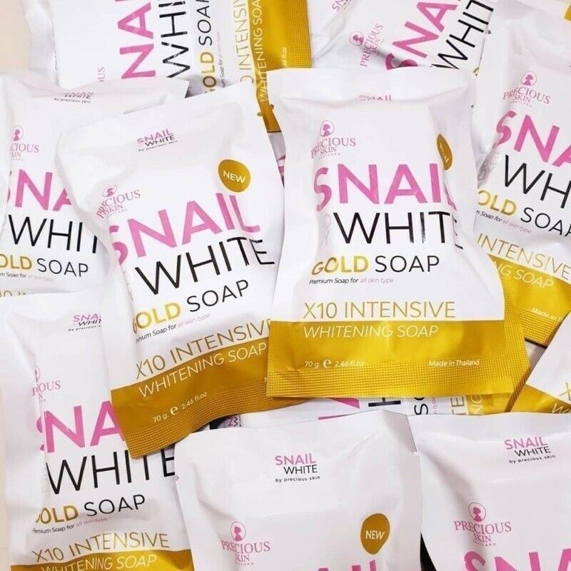 6x Snail mucus White Gold Soap x10 vitamins C, E Clean Clear Smooth Skin bright
