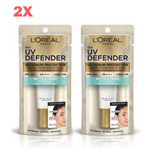 2x L'oreal Paris UV Defender Matte & Fresh SPF50+ PA++++ Sunscreen Protect 15ml