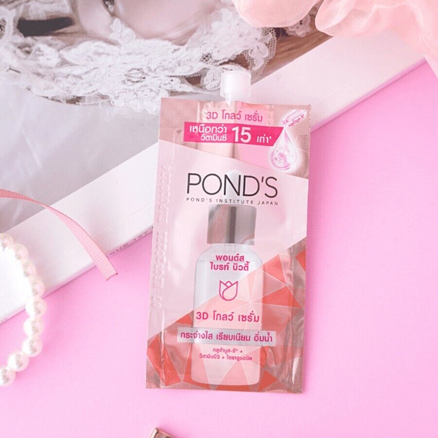 6x Pond's Bright Beauty 3D Glow Serum Gluta & Hya Whitening for Face Skin 7.5 g