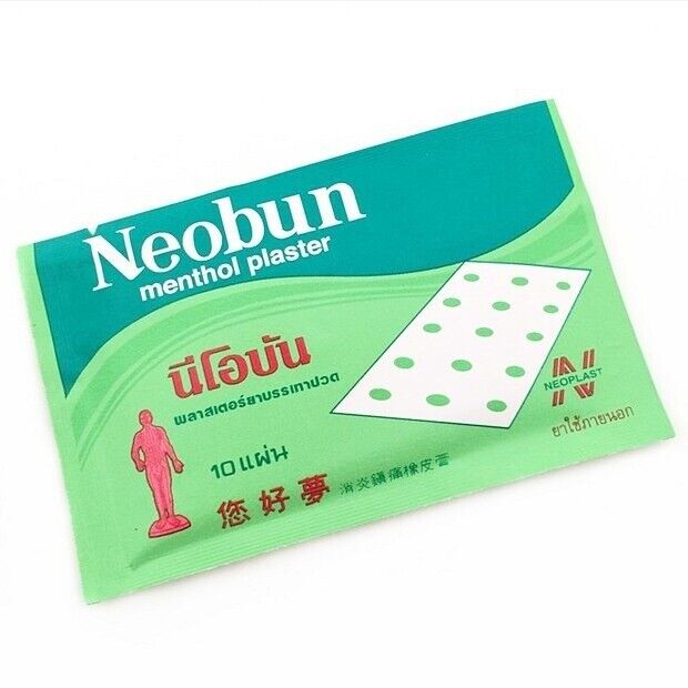 100 sheets NEOBUN Pain Relief Plaster Cool Menthol Plaster Relief Aches Body