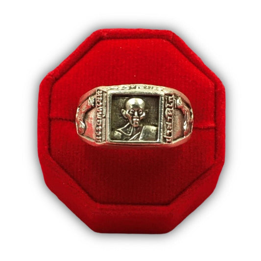 Talisman Thai Amulet LP.Ruay Ring Wat Tako Brass Material Lucky Real Size 63