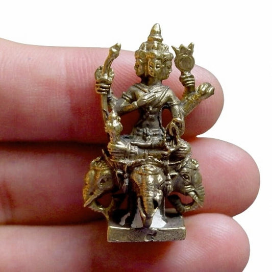 Phra Phrom 4 Faces Ride Elephant Power Thai Hindu God Amulet Wealth Successful