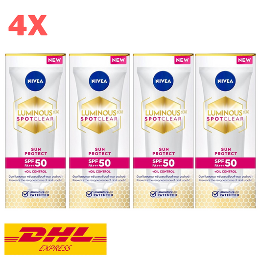 4x Nivea Luminous 630 Spotclear Sun Protect SPF50 PA+++ Prevent Dark Spots 40ml