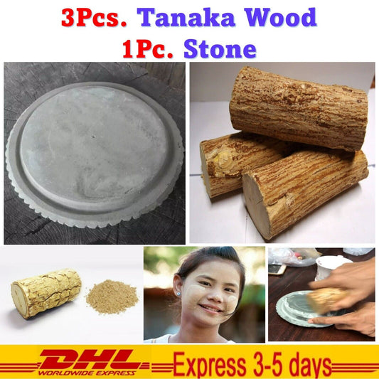 3x Tanaka wood & One Polishing Stone Dull skin Oil Control Reduce Acne Face Body