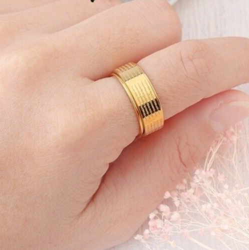 Ring Mantra Yant 5 Rows Talisman Lucky Power Protect Thai Buddha Amulet size 8
