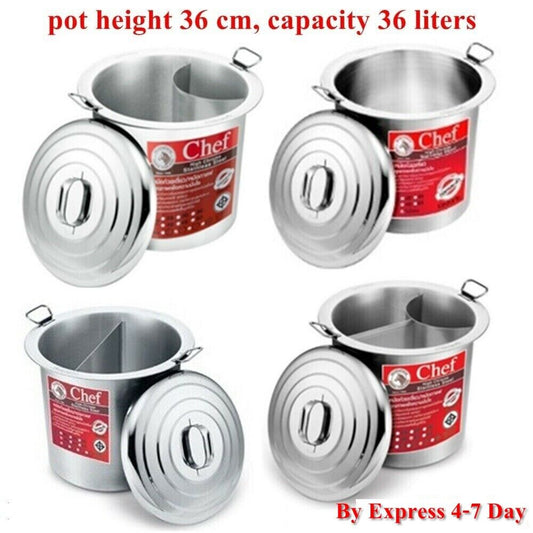 Pot Chef Zebra Stainless Steel Noodle Soup Curved Straight Kitchen Kettle 36 cm.