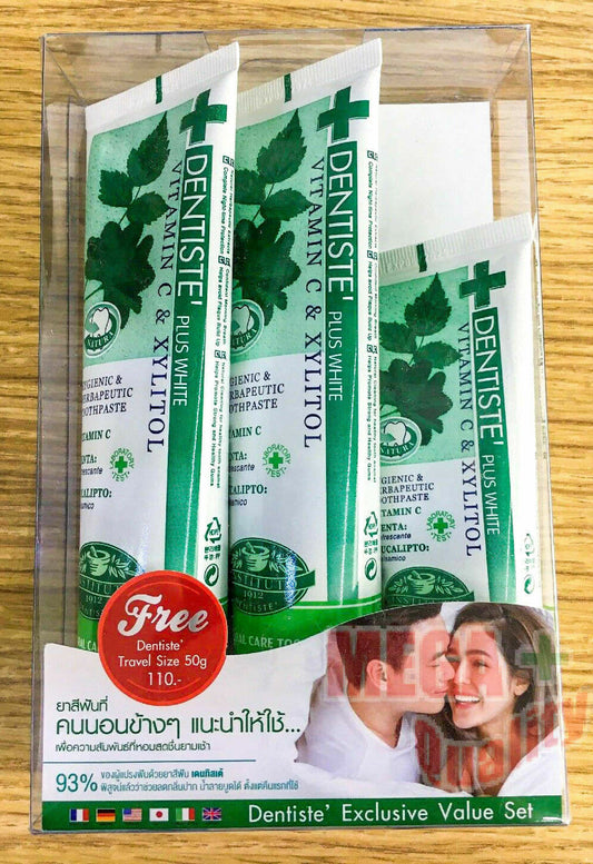 DENTISTE Plus White Vitamin C Xyitol Nutural Extracts Toothpaste 2x 90 g. + 50g.
